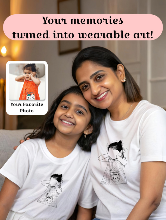 Mother Daughter T-Shirt Bundle - SomethingYours™ Personalized Line Art