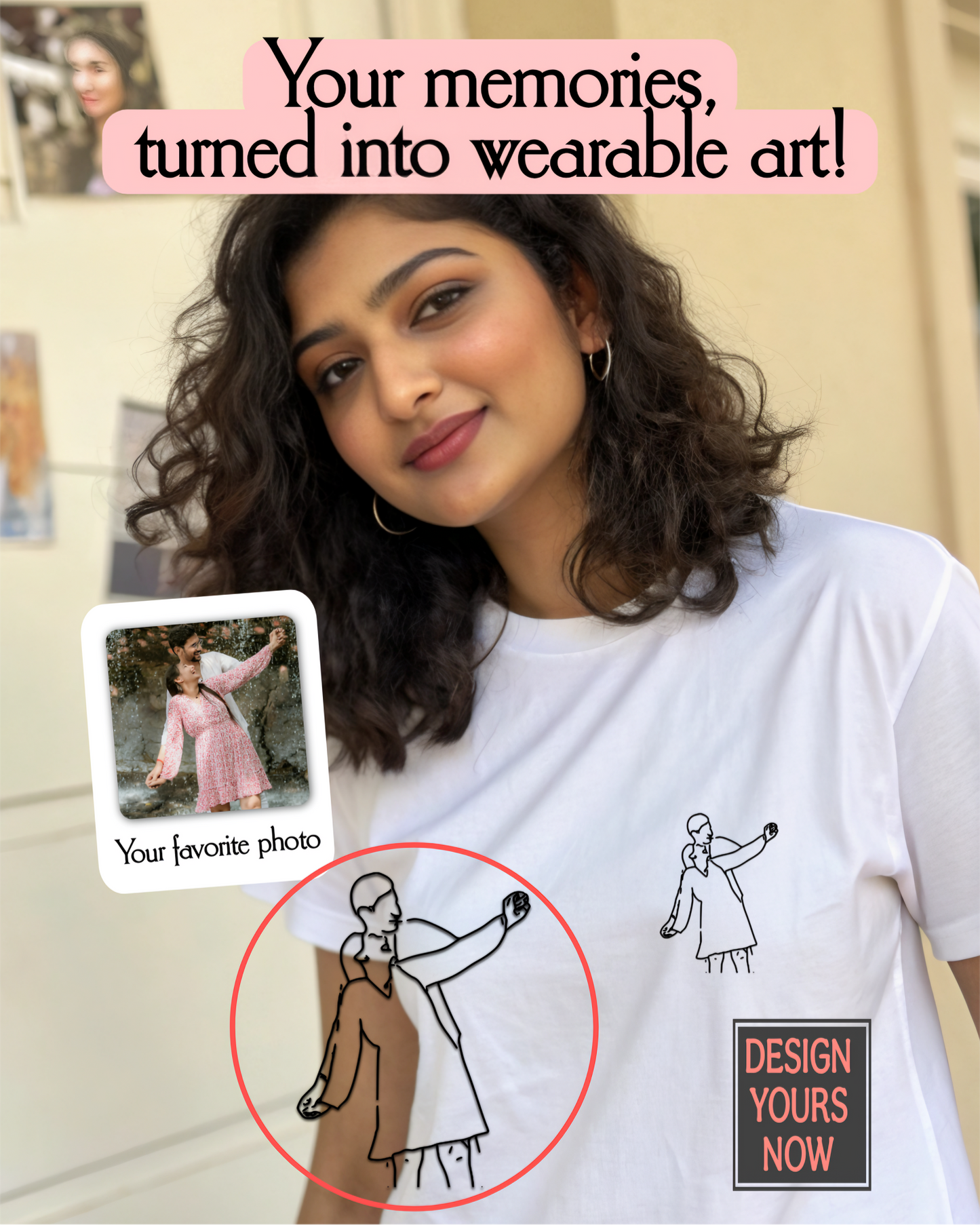 SomethingYours™ Personalized Line Art Tshirt - Pocket Print
